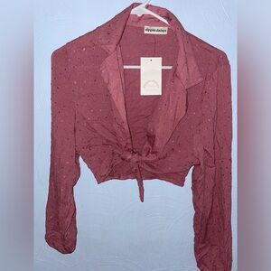 NWT Dippin Daisy’s Size Small Dusty Pink Long Sleeve Crop Top